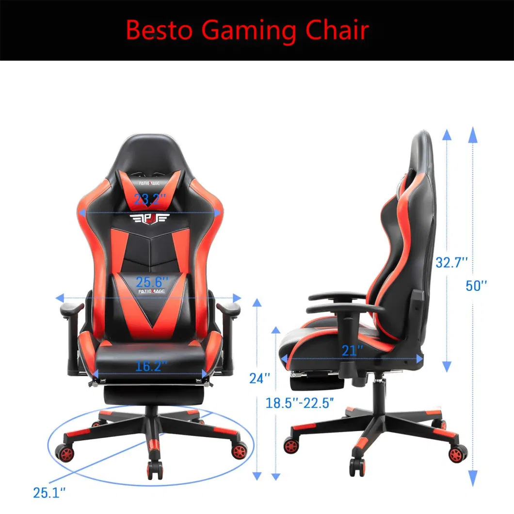 Factory Wholesale Leather Reclining Gamer Chair Office Furniture LED Light Bar Racer RGB Gaming Chair Modern Furniture