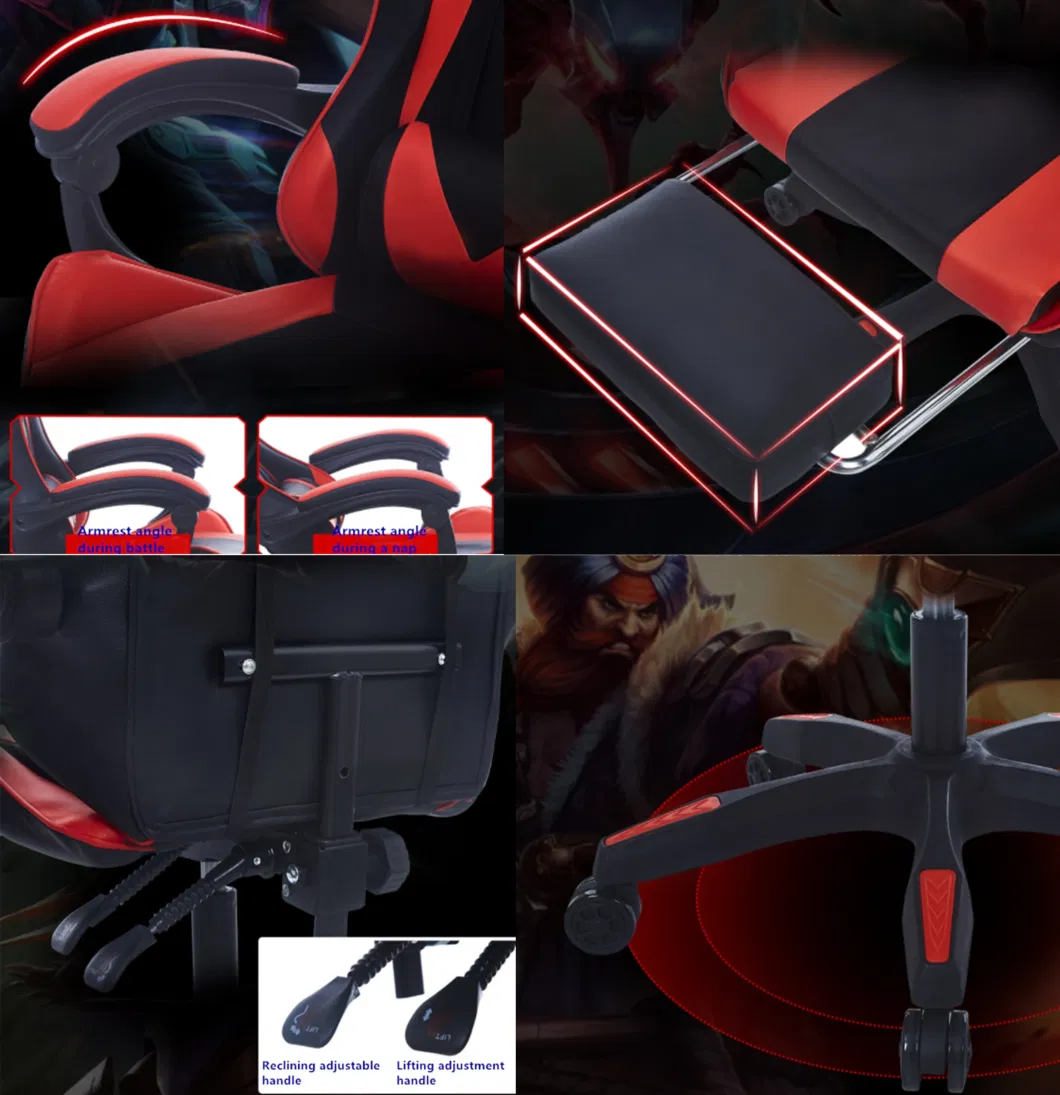 Factory Wholesale Leather Reclining Gamer Chair LED Light Bar Racer RGB Gaming Chair